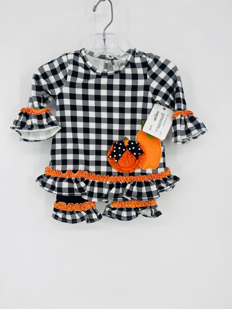 Rare Editions Gingham Pumpkin Outfit Girl's