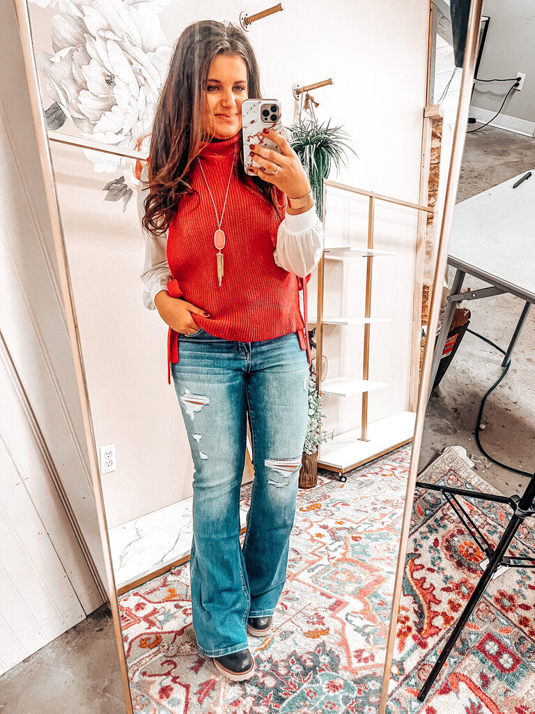 Zenana Distressed Flare Jeans