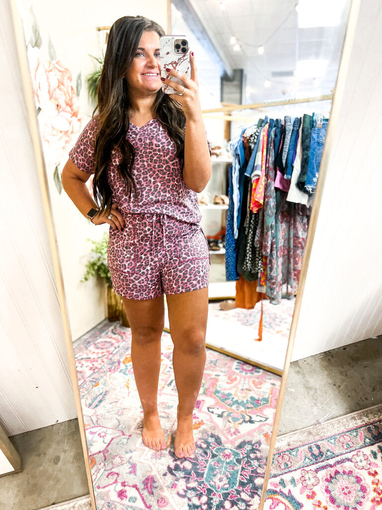 Be Mine Pink Leopard Lounge Set