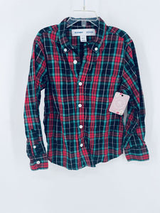Old Navy Green Red Plaid Shirt Boys