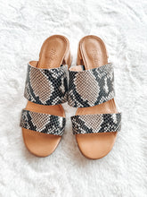Load image into Gallery viewer, (6) Madewell Snakeskin Kiera Mule Heels Womens