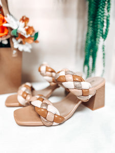 Tan Braided Heeled Sandal Women's