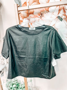 Zenana Faux Leather Top Women's