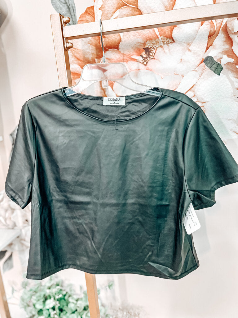 Zenana Faux Leather Top Women's
