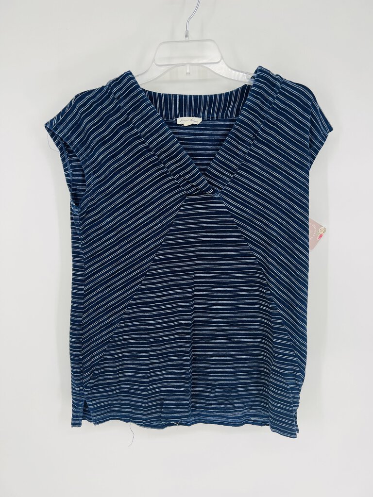 (M) Jane & Delancey Blue Striped V Neck Top Womens