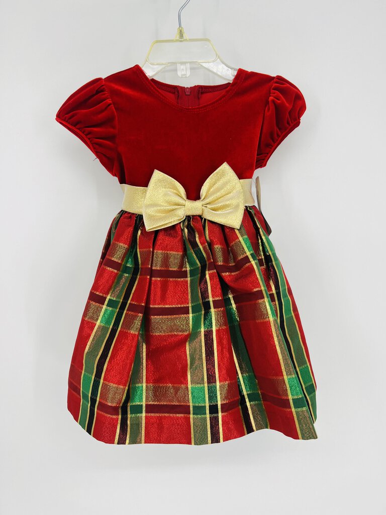 (12M) Bonnie Baby Red Plaid Dress Girls