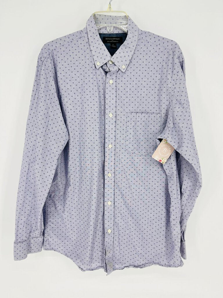 (L) Banana Republic Purple Patterned Shirt Mens