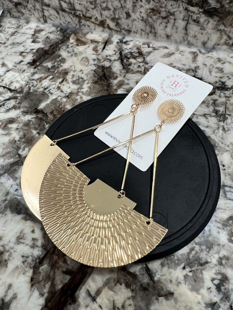 Gold Statement Half Circle Earrings