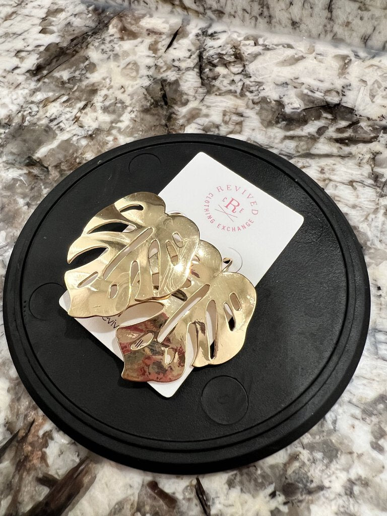 Gold Palm Leaf Earring