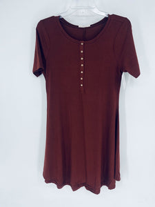 Rust Soft Henley Dress Women's