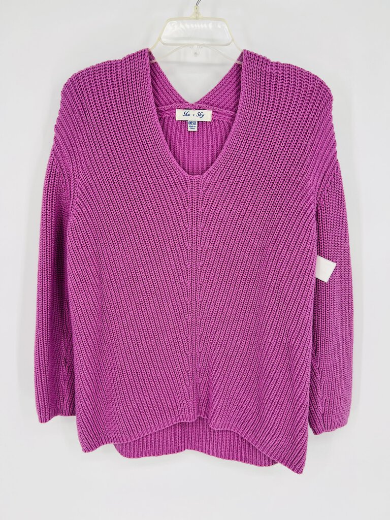 (OS) She + Sky Purple Knit Sweater Womens