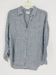 (S) Sigrid Olsen Linen Striped Shirt Womens