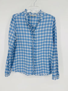 (L) Loft Blue Plaid Shirt womens