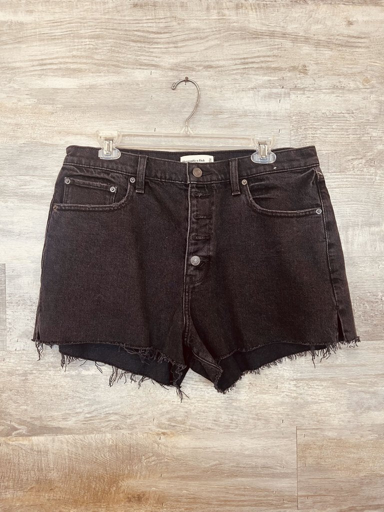 (12) Abercrombie Black Denim Shorts Women's