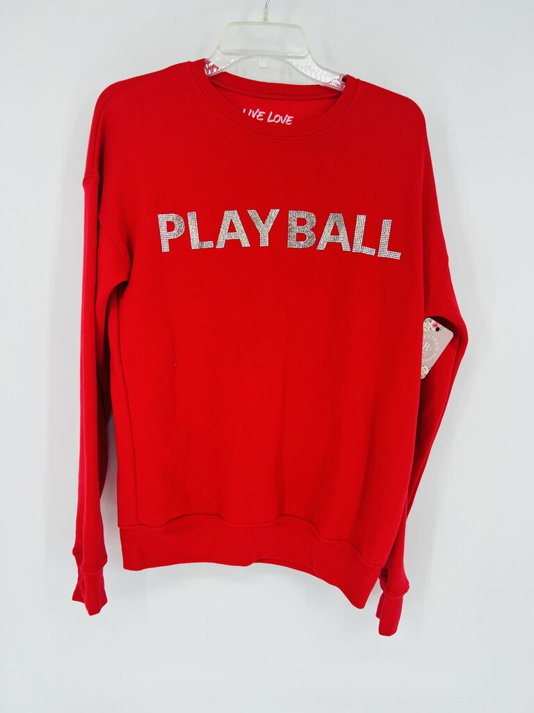 (S) Live Love Red Play Ball Sweatshirt Womens