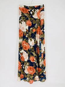 (S) Olivaceous Blue Pink Floral Skirt Womens