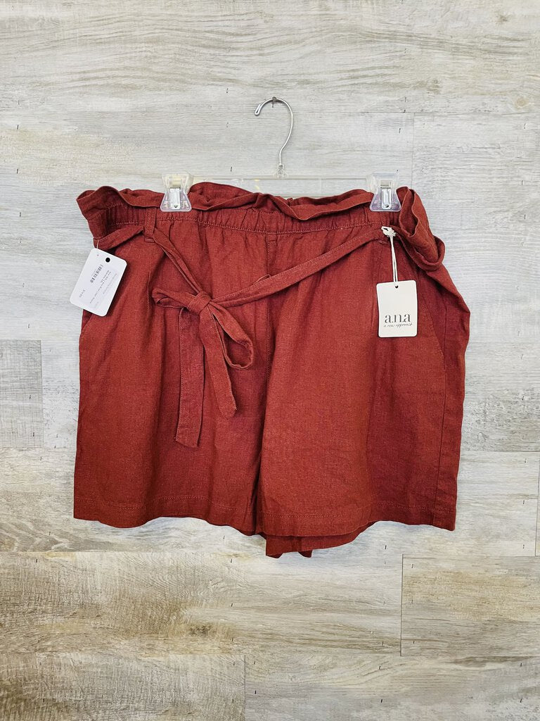 (XXL) Ana Rust Linen Shorts Womens