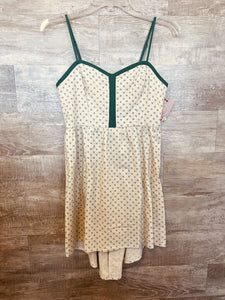 (S) COPE Off White Green Floral Linen Mini Dress