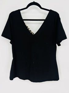 (XL) Boutique Black Leopard Tie Back Shirt Women's