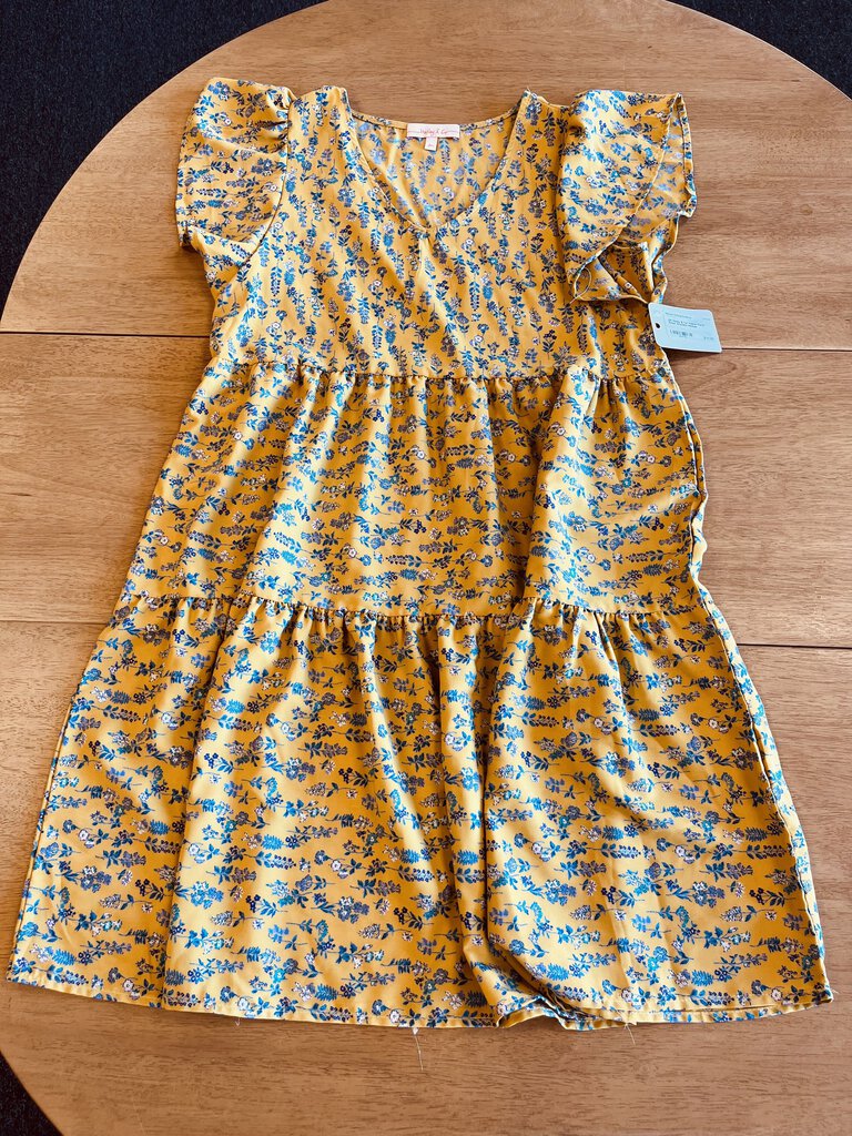 (M) Hailey & Co Yellow Floral Dress Womens