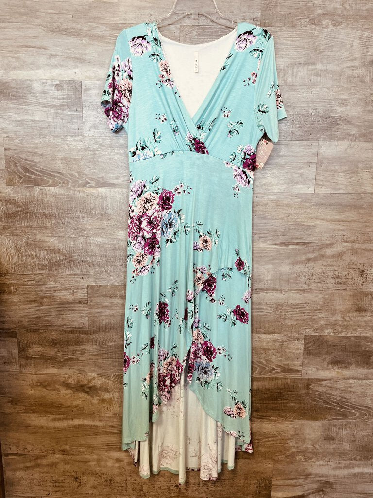 (S) Bellamie Mint Pink Floral Dress WOmens