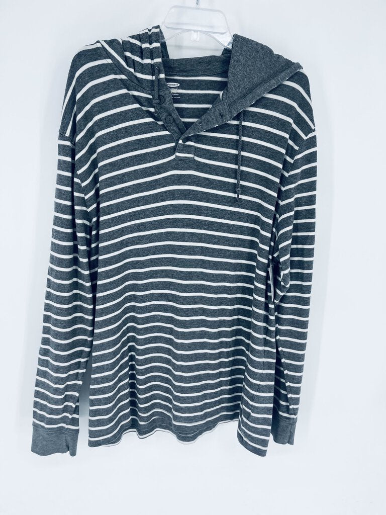 (XL Tall) Old Navy Men's Gray Striped Hoodie
