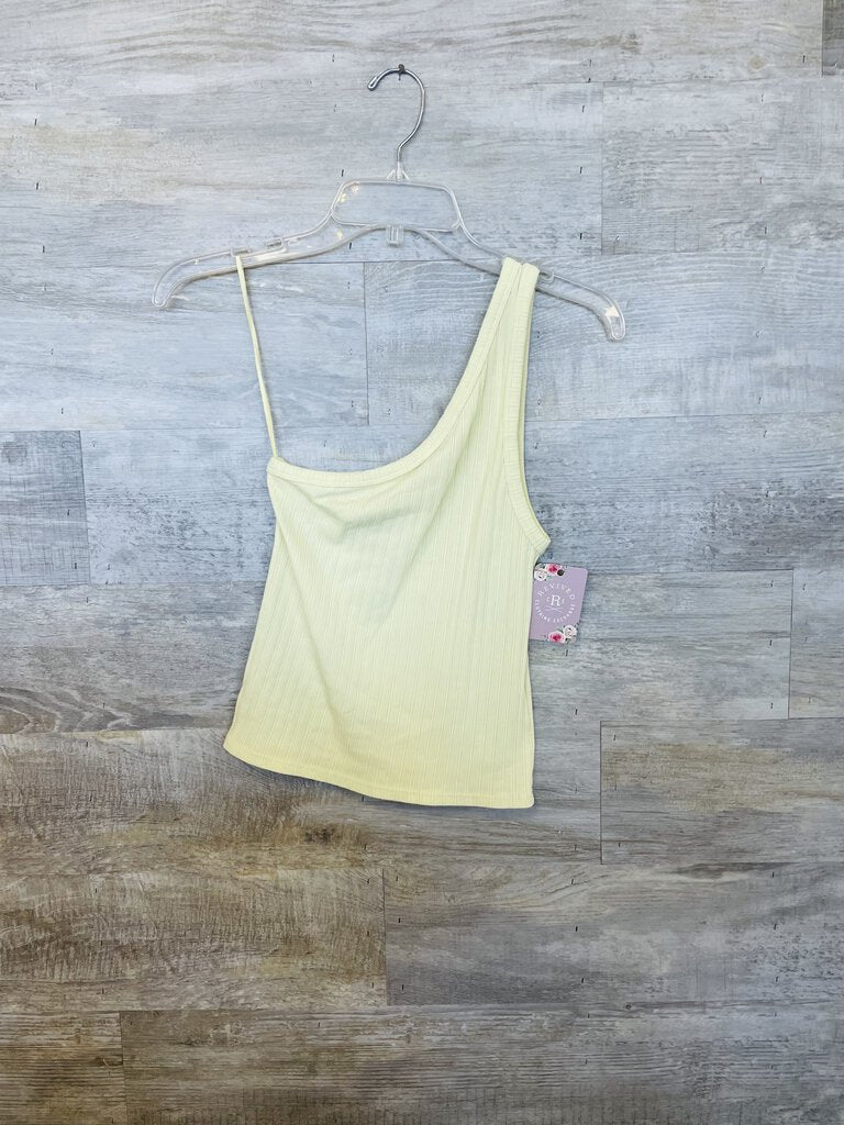 (M) American Eagle Yellow Ribbed One Shoulder Tank Womens