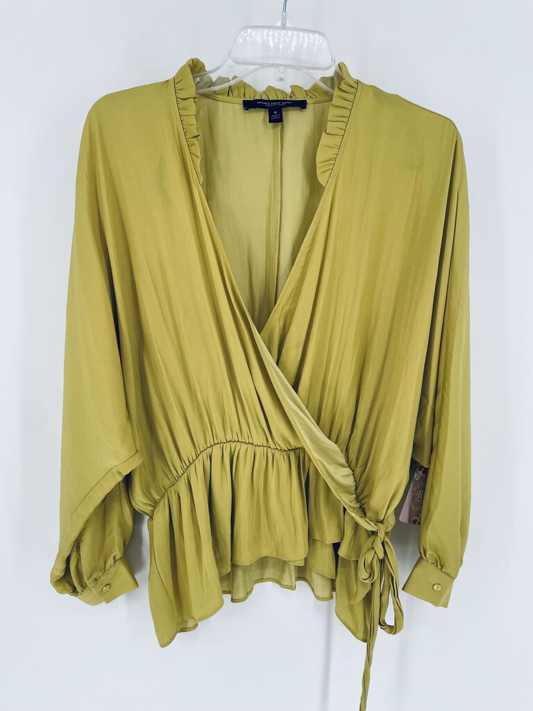 (Medium) Marc New York Green Silk Tied Shirt Women's