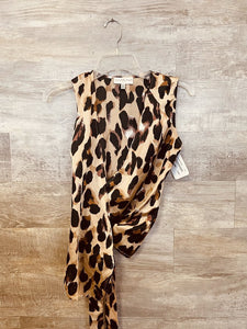 (2) Never Fully Dressed Leopard Tied Sleeveless Shirt Women's