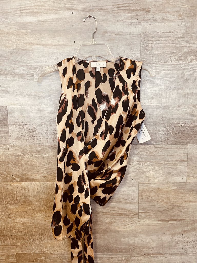 (2) Never Fully Dressed Leopard Tied Sleeveless Shirt Women's