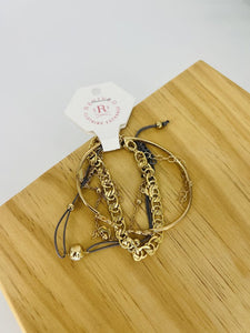 Set of 4 Gray Gold Bracelet Set