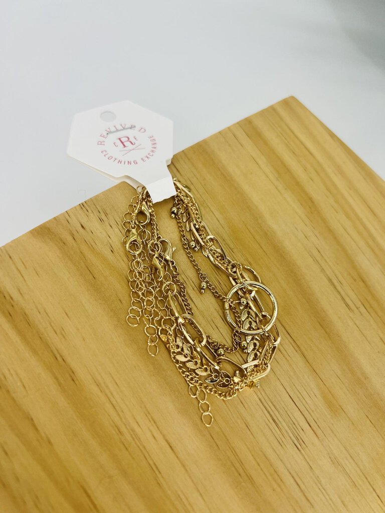 Set of 4 Gold Leaf Bracelet Set
