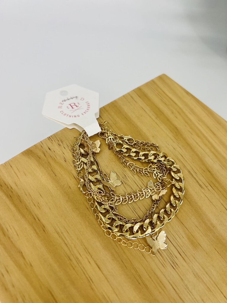 Set of 4 Gold Butterfly Bracelet Set