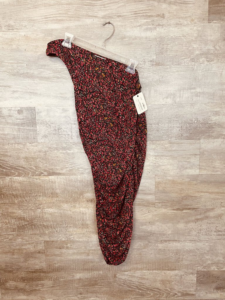 (M) Leith Pink Floral One Shoulder Dress Womens