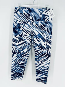 (XL) Balance Collection Blue White Patterned Leggings Women's