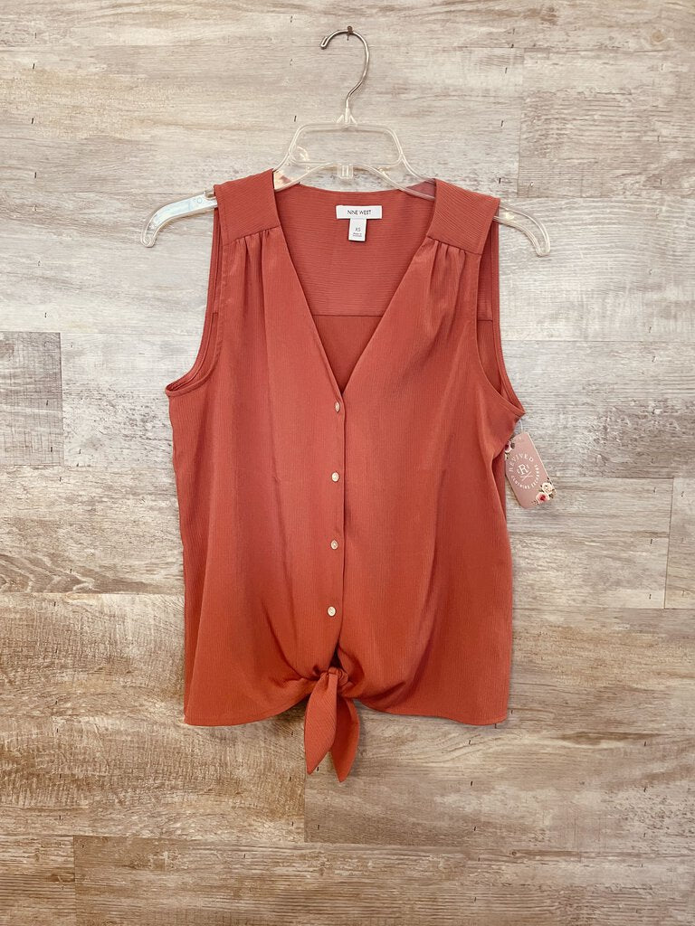 (XS) Nine West Pink Knotted Tank Womens