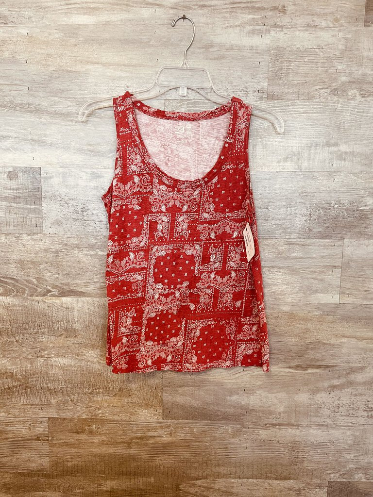 (S) Maurice's Red Paisley Tank Womens