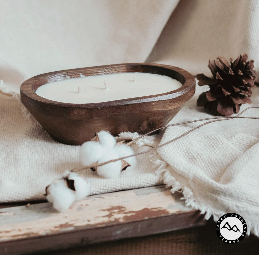 Whiskey & Coffee 3 Wick Wood Dough Bowl Candle