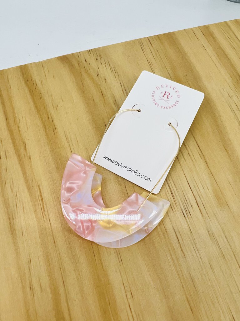 Acrylic Pink White Fish Hook Earrings