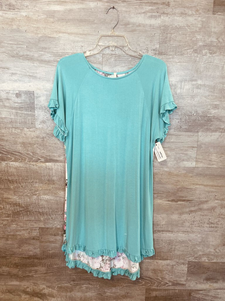 (S) Beeson River Teal Pink Floral Dress Womens