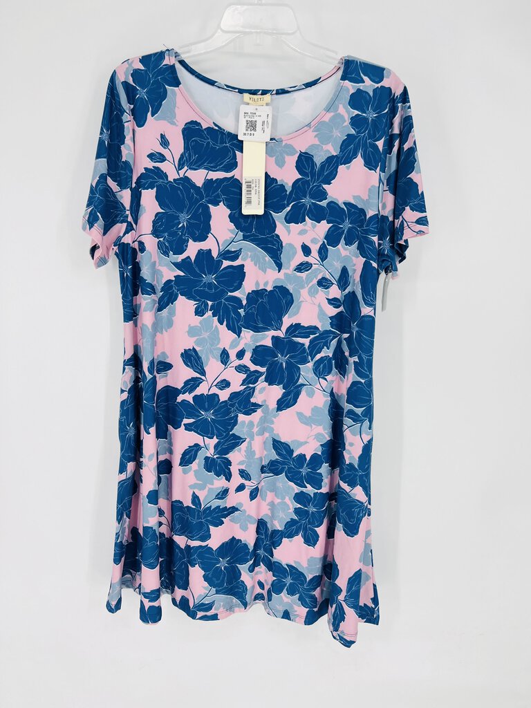 (3x) Yelete Pink Blue Floral Dress Women's