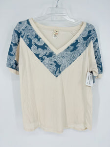 (Small) 7th RayTan Blue Bandana Print Shirt Women's