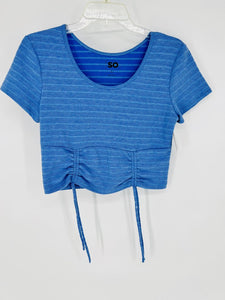 (L) SO Blue Ribbed Crop Tee Women's