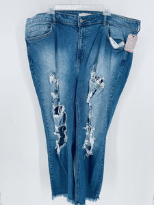 (24) Glitzy Girl Distressed Jeans Women's