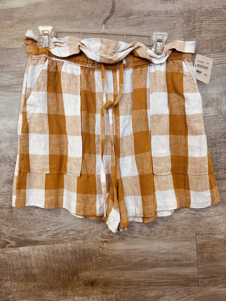 (Medium) Who What Wear Yellow Gingham Short Women's