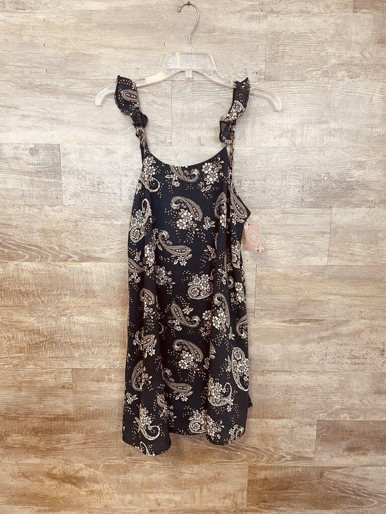 (Small) JOA Navy Floral Ruffled Dress Womens