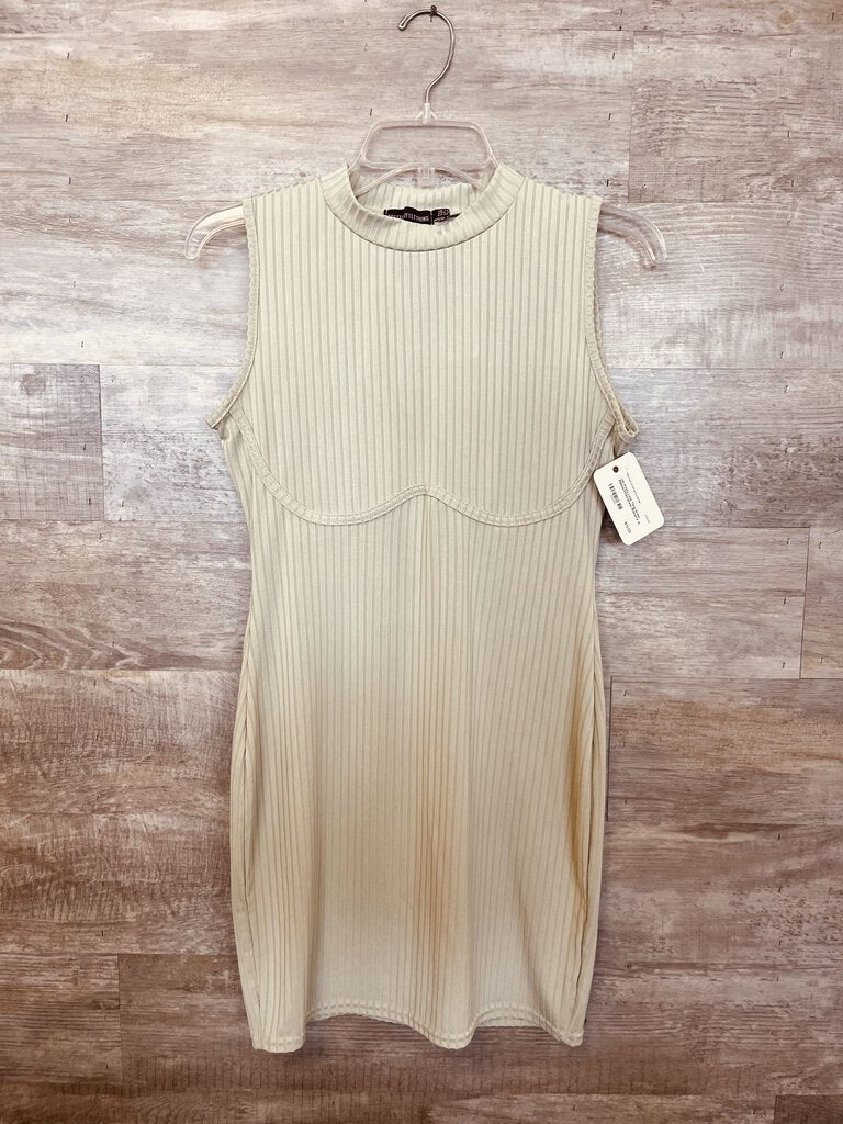 (10) Pretty Little Thing Green Ribbed Fitted Dress Women's