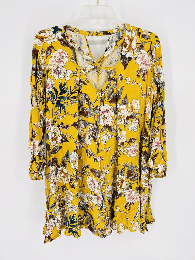 (S) Umgee Yellow Floral Tunic Womens