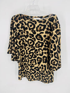 (S) Amaryllis Leopard Bell Sleeve Shirt Womens
