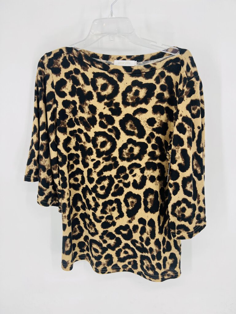 (S) Amaryllis Leopard Bell Sleeve Shirt Womens